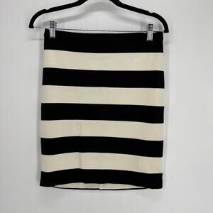 Fossil Skirt Womens Small Black White Striped Pencil Stretch Pull On Nautical